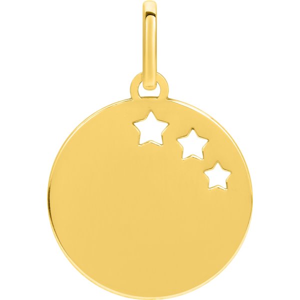 Pendentif jeton motif étoile Or Jaune 375