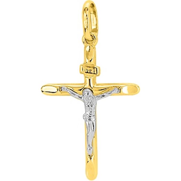 Pendentif croix Or Jaune et Blanc Or 375