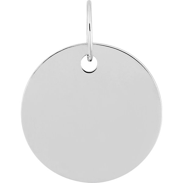 Pendentif plaque ronde Or Blanc 375