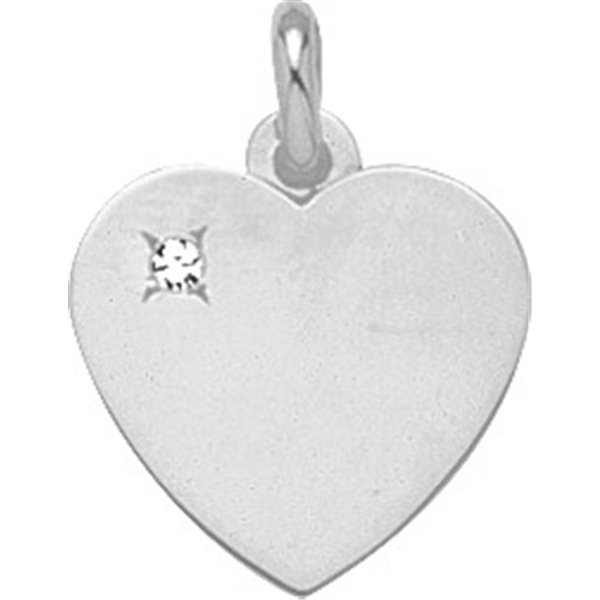 Pendentif coeur diamant 0.03ct Or Blanc 750