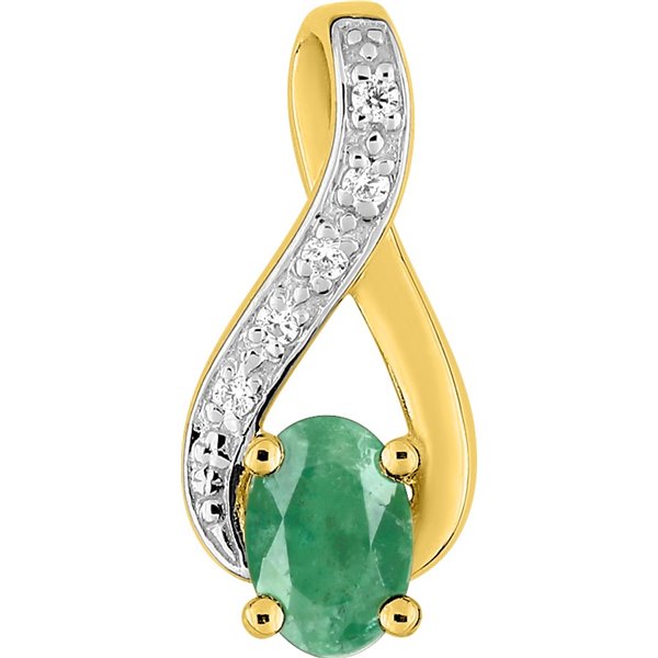 Pendentif émeraude oxyde(s) de zirconium Or Jaune 375 rhodiée