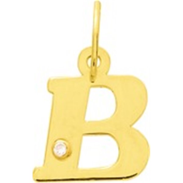 Pendentif lettre B diamant 0.01ct Or Jaune 750