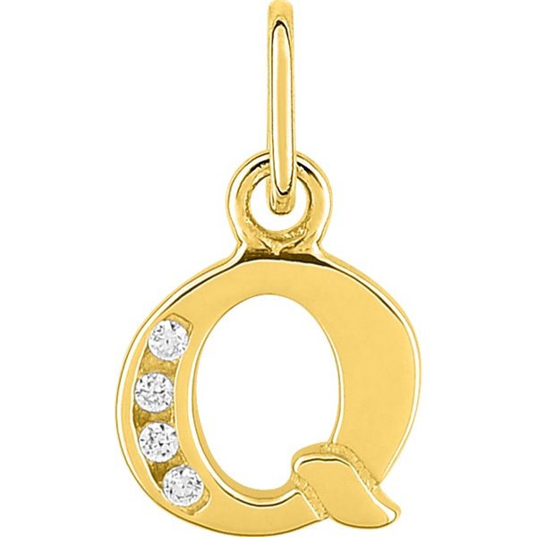 Pendentif lettre Q oxyde(s) de zirconium Or Jaune 750