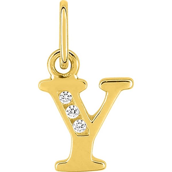 Pendentif lettre Y oxyde(s) de zirconium Or Jaune 750