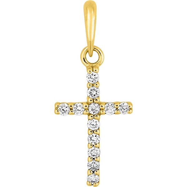 Pendentif croix diamant 0.11ct Or Jaune 750