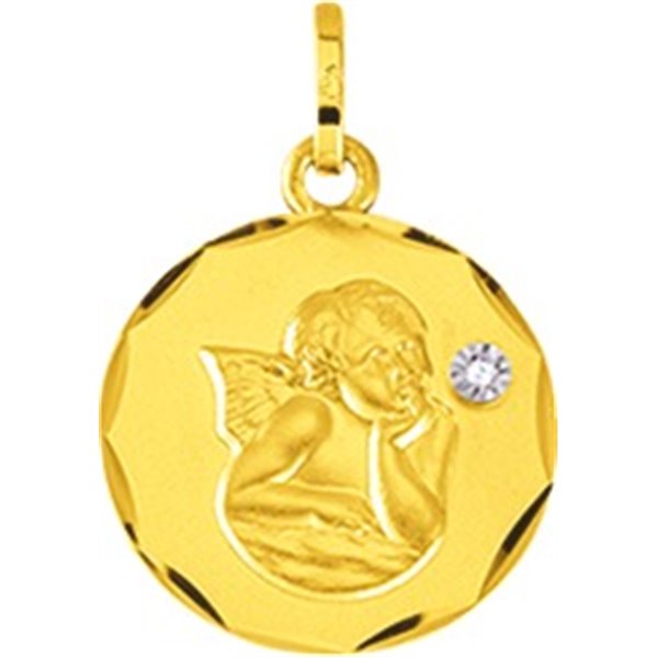 Médaille diamant 0.004ct Or Jaune 750