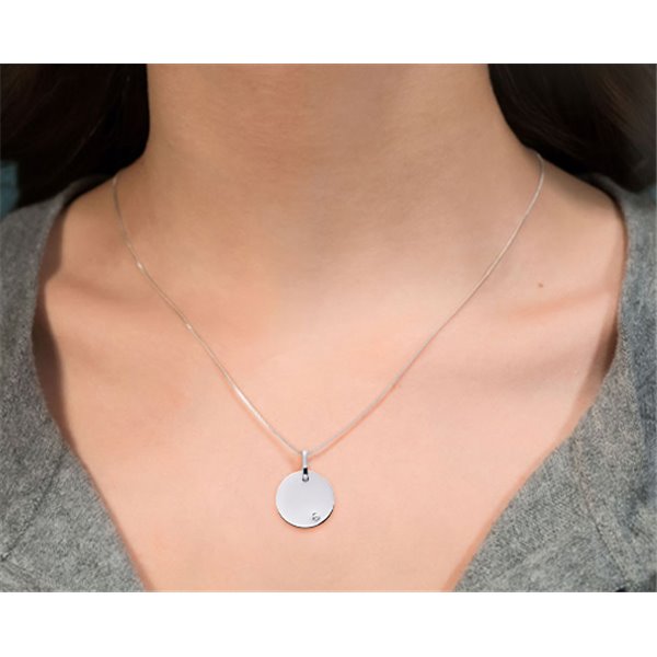 Pendentif plaque Or Blanc 750 0.01ct
